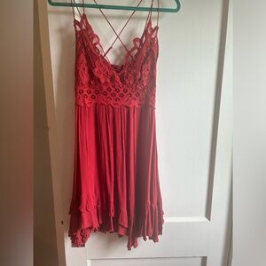Free People dark red slip dress